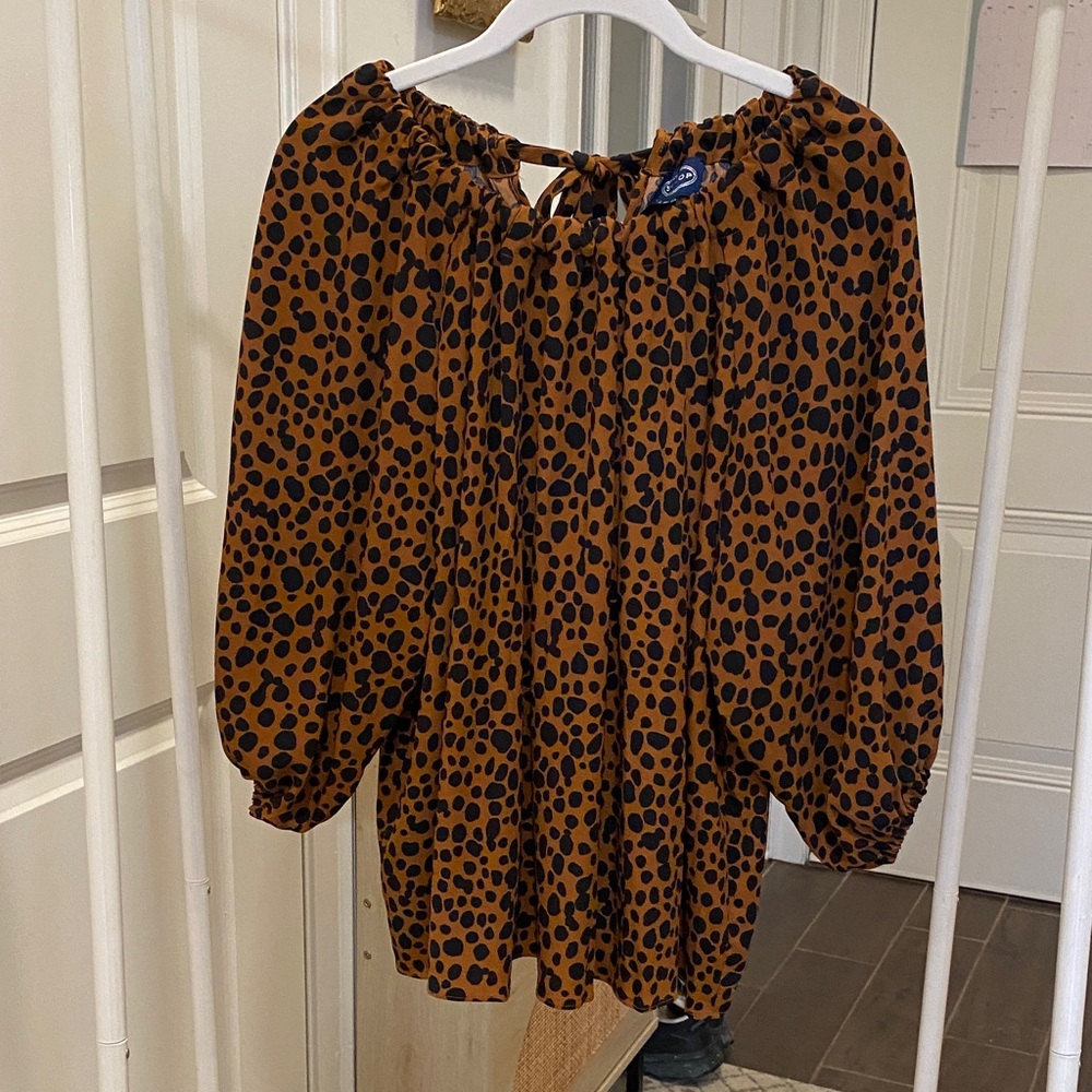 Animal Print Tie Back Blouse
